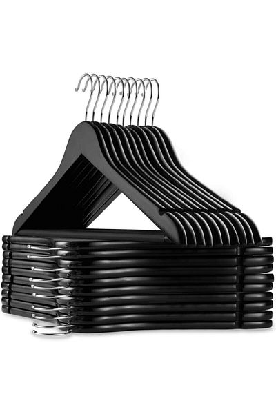 Leonsas 6 Pieces Plastic Hanger Black Clothes Clothes Hanger Hanger Shirt Hanger Trouser Hanger
