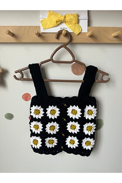 seraskids Örgü Koton Yazlık Kız Bebek & Çocuk Askılı Crop Bluz