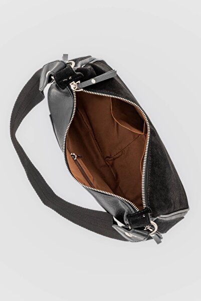 MELAMS Olivia Hakiki Süet Kadın Omuz Çanta, Baget Çanta