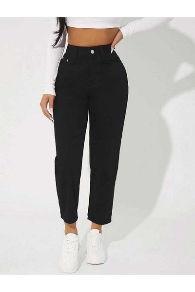 Trn JNS Μαύρο ψηλόμεσο Lycra Mom Jeans