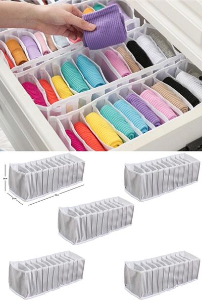 Go Home 5 Pieces - 11 Compartment Drawer Accordion Organizer - Medium 15 X 43 X 14