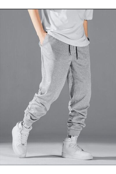 THE WHITE Ανδρικό γκρι παντελόνι φόρμας με δύο κλωστές Fit Cut