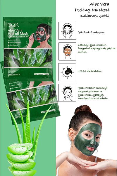 QNİAY Aloe Vera Cure Applicable Face Mask 20 Grams 1 Piece