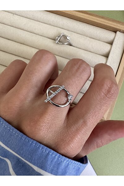 ringbox Yuvarlak Zirkon Taşlı Gümüş Renk Yüzük
