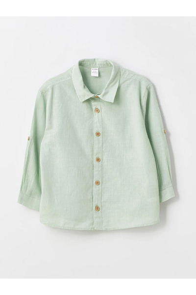 LC Waikiki LCW baby Long Sleeve Basic Cotton Baby Boy Shirt and Pants 2 Pieces Set