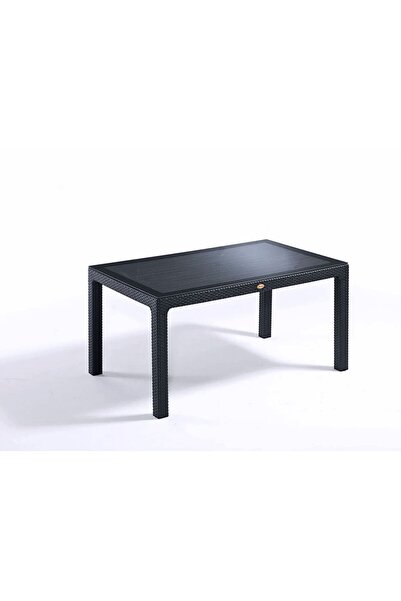 nar sokağı Camlı 90x150 cm Rattan Bahçe Balkon Masası