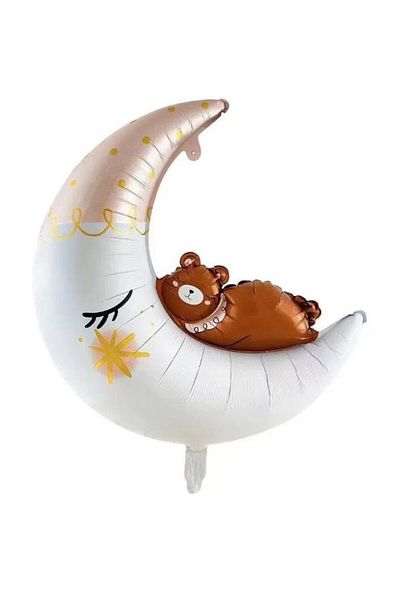 LOTUS PARTY Retro Bohemian Sleeping Bear Moon Foil Balloon 1 Piece