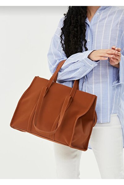 selma demir حقيبة كتف نسائية من قماش المظلة باللون البني