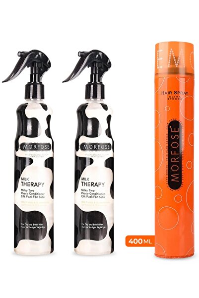 Morfose Onarıcı Milk Therapy Saç Bakım Fön Suyu 400 ml 2 Adet + Saç Spreyi Ul...