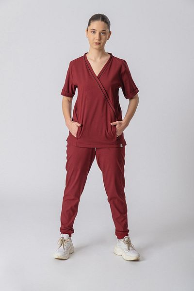 Medikal Dolap Costum roșu Claret pentru femei Bergama Lycra-Doctor Uniformă Asistentă-Scrubs-Imbracaminte chirurgicala
