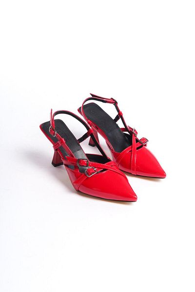 SEREL35SHOES Women's Heeled Shoes Open Back Pole New Season Buckle Helmet 9 Cm