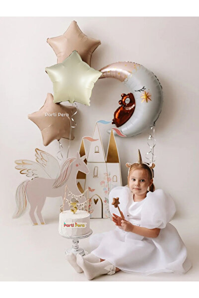 parti pera Ayıcıklı Ay Folyo Balon Retro Yıldız Folyo Balon