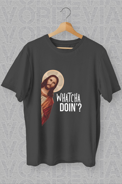 Vordevia Iisus - Ce faci? Tricou amuzant oversize negru imprimat