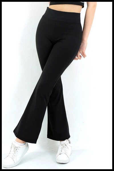 Saraylı 2281 CİCİ KADIN Yüksek Bel Fitilli Toparlayıcı Bol Kesim Ispanyol Paça Pantolon Tayt