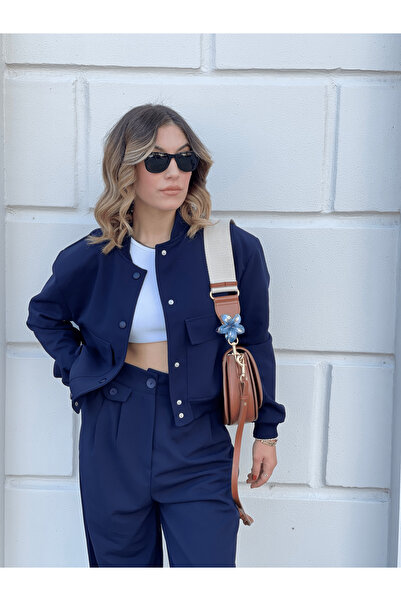 Uma collection Lacivert Geniş Cepli Bomber Ceket