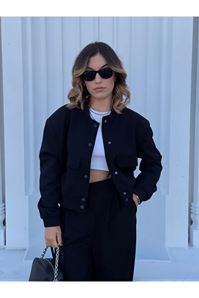Uma collection Siyah Geniş Cepli Bomber Ceket
