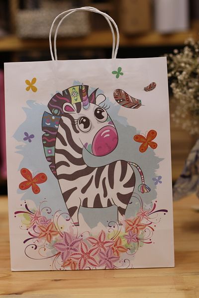 demontecraft 2 τεμάχια Safari Pattern Χάρτινη τσάντα Zebra Pattern 26x33x12