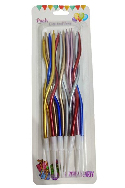 Pera Spiral Metalik Renkli Pasta Mumu 12' li