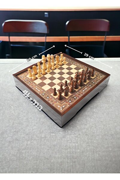 Star Kutulu Satranç Katımı Ceviz Desenli Orta Boy 30x30 Cm Ahşap Taş Ve Kutu ...