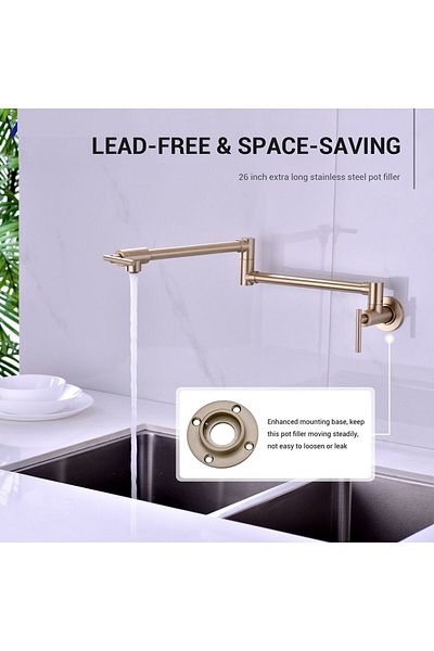 OEM New Model Kitchen Stove Top Faucet Pot - Imported Matte Gold