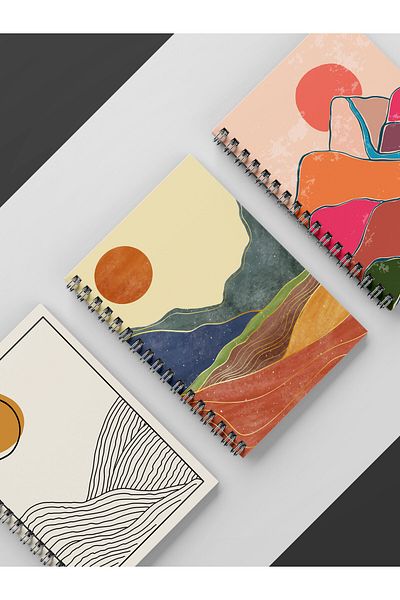 Apeirona | Limitless Art 3 قطع دفاتر ملاحظات ذات ملمس عاجي اللون - حلزوني فولاذي - A5 - إجمالي 270 ورقة