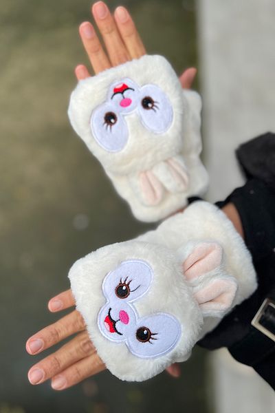 novon Cute Rabbit Design Premium Plush Gloves with Fur Cover and Buttons