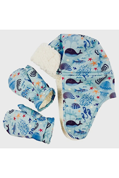 Petityu sugeçirmez kız çocuk bere eldiven set 1-4 yas kayak snowboard mavi de...