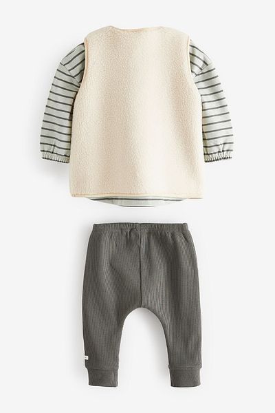 Next Baby Cotton Monochrome Top and Bottom Set Borg Vest Set of 2