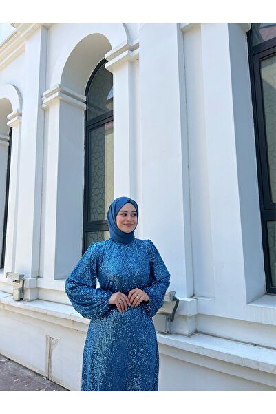 KADEL Lina Abiye Indigo Elbise,mezuniyet,balo,gece Elbisesi