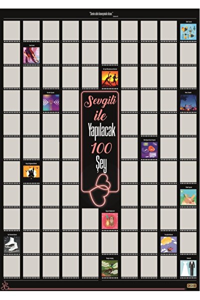 Check100 Sevgili Ile Yapılacak 100 Şey Kazıkazan Poster, Sevgiliye Hediye, Kazınabilir Poster, Hediyelik