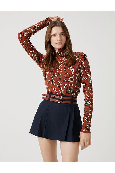 Koton Floral Turtleneck Sweater Knitwear