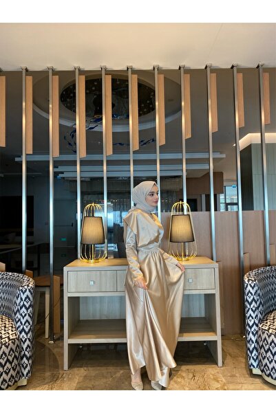 KADEL Dora Abiye Bej Elbise,mezuniyet,balo,gece Elbisesi