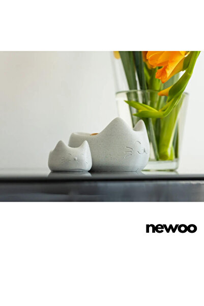 newoodesign Newoo Marble Look Decorative Cat Figurine Bowl Set - Indoor Keychain
