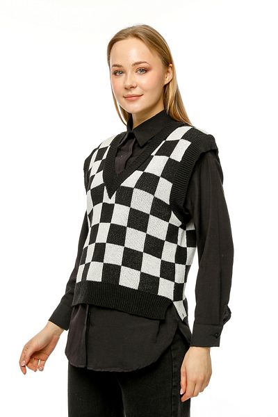 MA ananas Black and White Patterned Crop Sweater