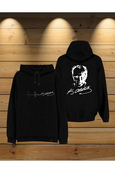 AEMİ Hanorac cu glugă cu glugă, unisex, imprimat Ataturk