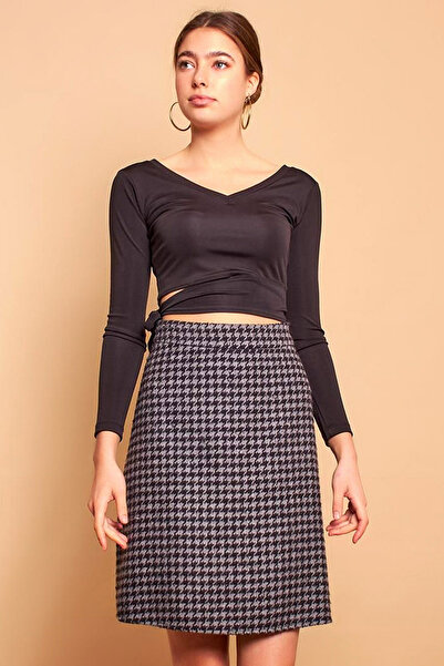 MissKybele Kaşe Yüksek Bel Fermuar Kapamalı Kışlık Kalınn Kazayağı Diz Üstü T...