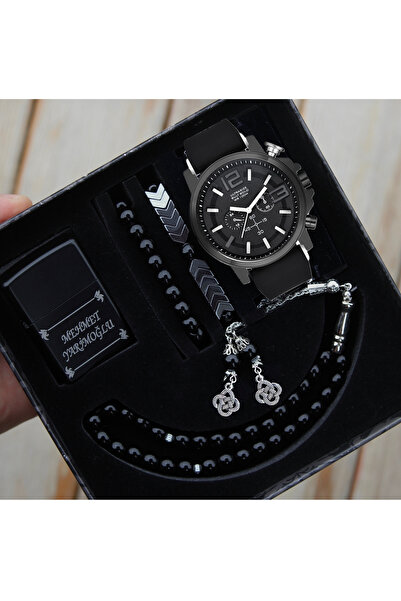 wesscollection Su Geçirmez Erkek Kol Saati Çakmak Tesbih Ve Bileklik Seti