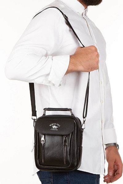 Newish Polo Postman Crossbody Bag with Hand and Shoulder Strap and Phone Compartment - Vegan Artificial Leather