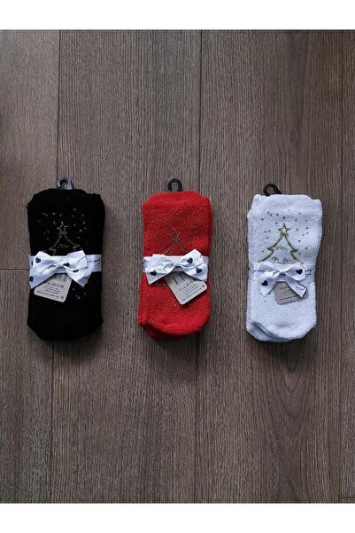 Aytuğ New Year's 3 Pairs Underfoot Christmas Tree Print Patterned Towel Group...