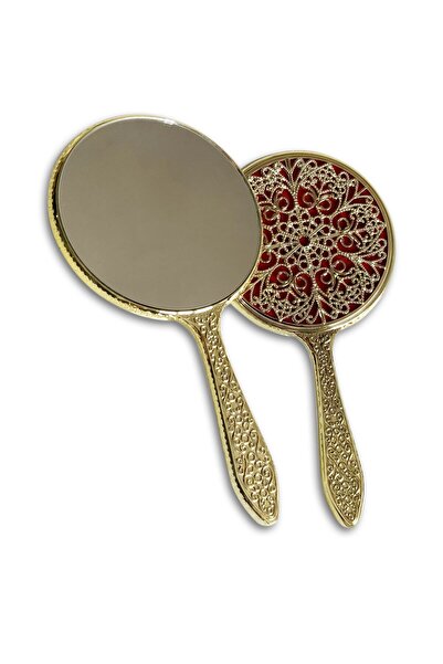 Kayıp Yüzük Dekoratif Altın Rengi Makyaj El Aynası