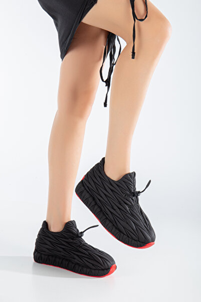 LULO Trend Şık Tarz Çabasız Şıklık 3 cm Sneaker Rahat Kalıp Siyah Spor Ayakkabı