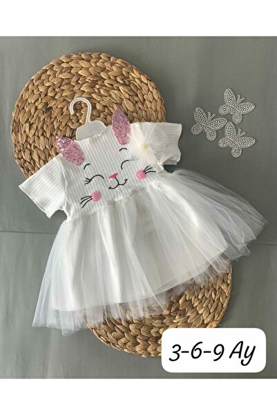 LULLY KİDS Petite Ponpon Tavşanlı Kız Bebek Tütülü Elbise