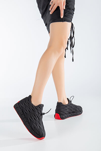 LULO Trend Şık Tarz Çabasız Şıklık 3 cm Sneaker Rahat Kalıp Siyah Spor Ayakkabı