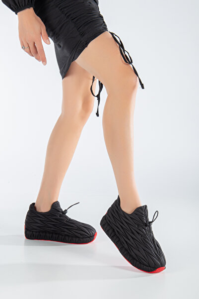 LULO Trend Şık Tarz Çabasız Şıklık 3 cm Sneaker Rahat Kalıp Siyah Spor Ayakkabı