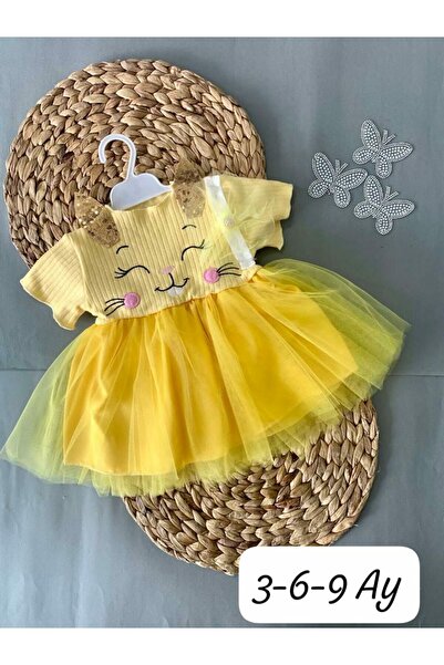 LULLY KİDS Petite Ponpon Tavşanlı Kız Bebek Tütülü Elbise