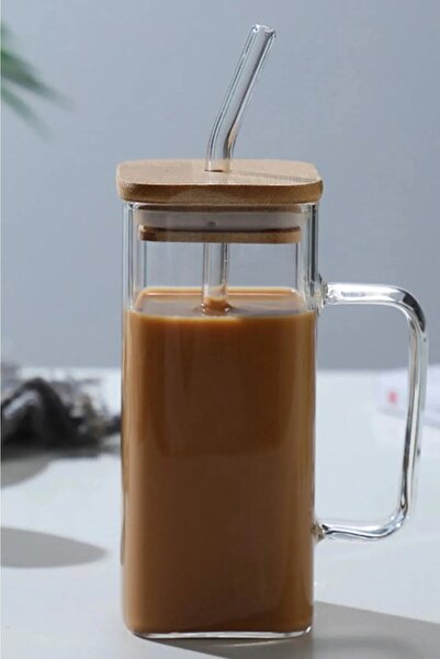 Hilamingo Home 2 Adet Bambu Kapaklı Kulplu Isıya Dayanıklı Termisil Cam Kupa ...