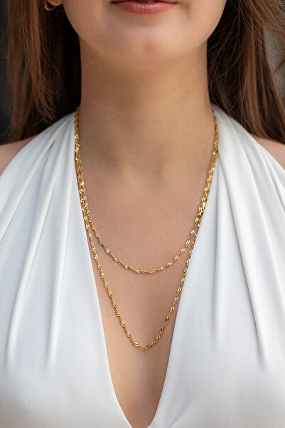 Uşaklıhafız 1945 14 Ayar Altın Singapur Zincir Kolye (2.30 mm)