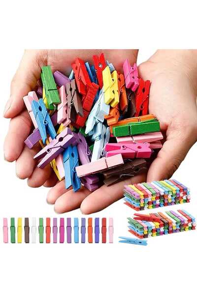 PAZAR İSTANBUL 100 أوتاد خشبية صغيرة ملونة