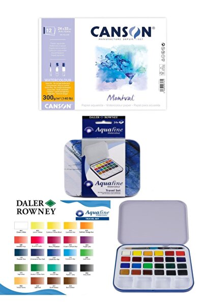 GLANCE Canson Montval Suluboya Defteri (24x32cm) 300gr Aquafine Tablet 1/2 Su...