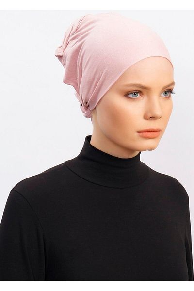Ecardin Lycra Comfortable Non-Slip Practical Anti-Sweat Seamless Hijab Bonnet Scarf Turban Ready Bonnet - Powder